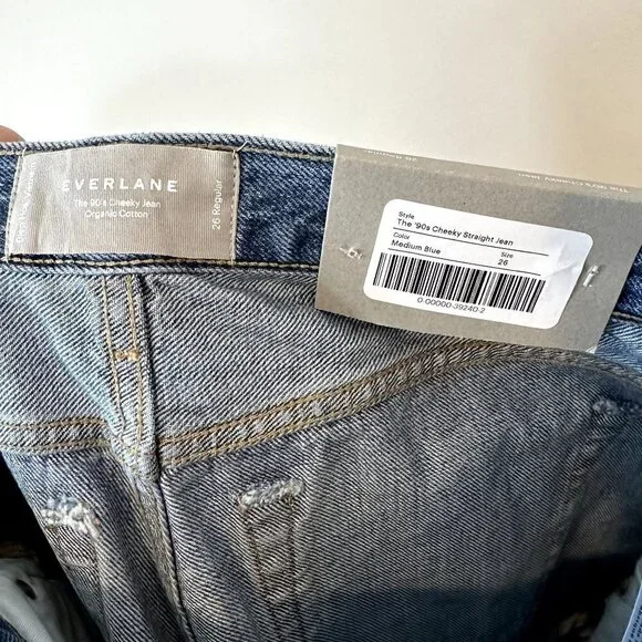 NWT Everlane The 90's Cheeky Straight Jean in Medium Blue - Size 26 - Picture 4 of 11
